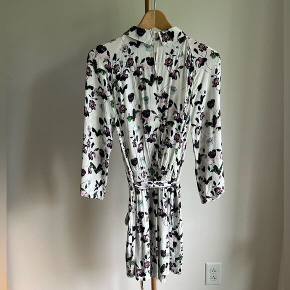ANTHROPOLOGIE ELEVENSES FLORET ROMPER WHITE PURPLE 3/4 SLEEVE SIZE S - Picture 9 of 13